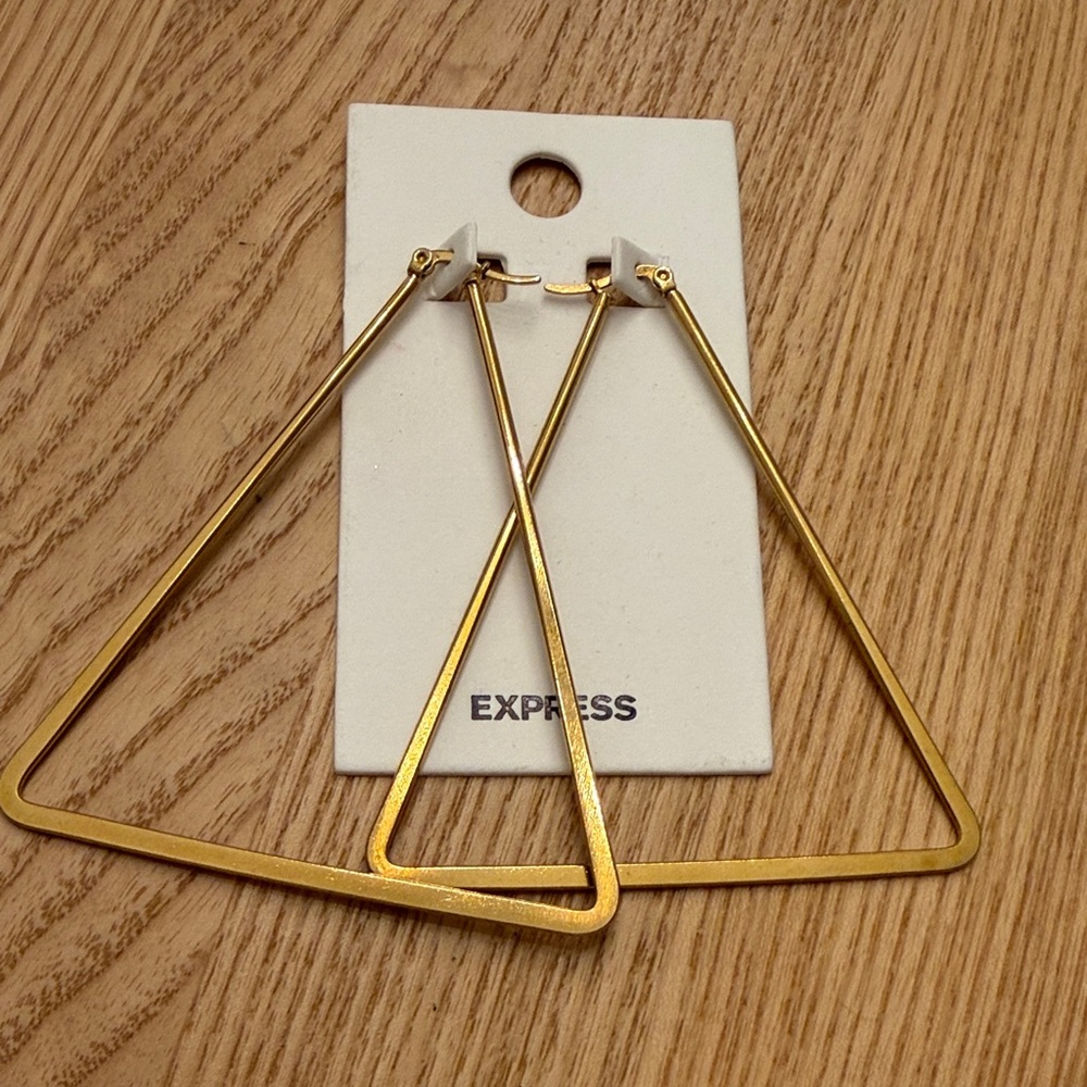 Express Matte Gold Open Triangle Hoop Earrings